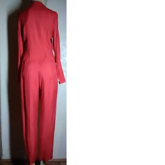 Dana Buchman Red 100% Silk Casual Pant Suit Size 6 - Picture 3 of 7